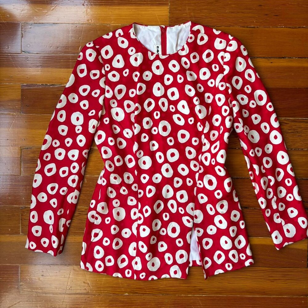 80s Vintage Designer 100% Silk Red Statement Blouse David Hayes SMALL